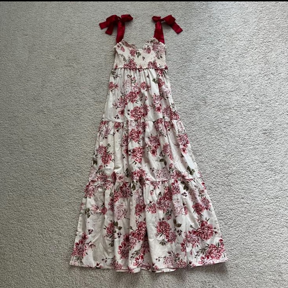 Altar'd State cream & burgundy floral dress